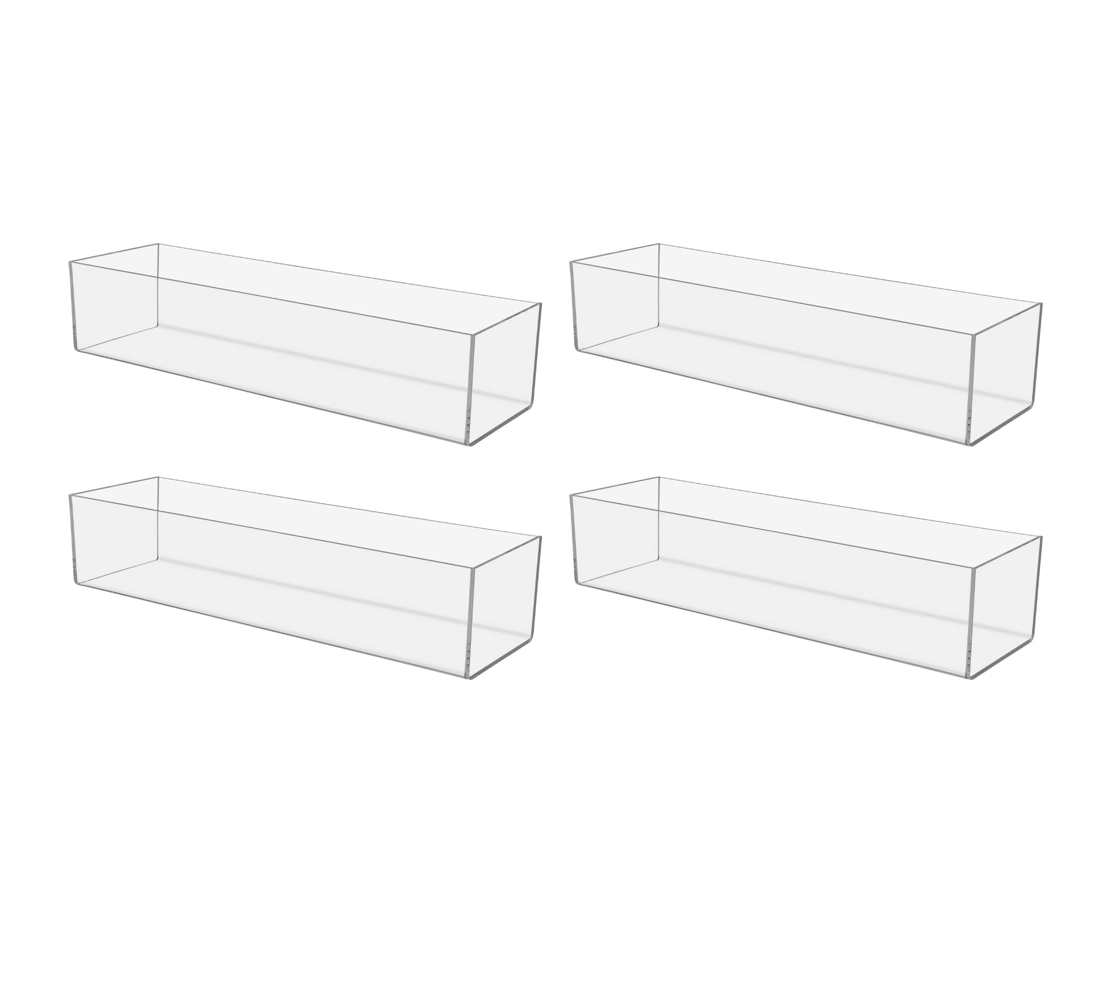 4 Pack Acrylic Retail Tray 15" x 4" Single Compartment Countertop Clear Countertop Product Merchandise Storage Organizer for Businesses and Shops by Marketing Holders