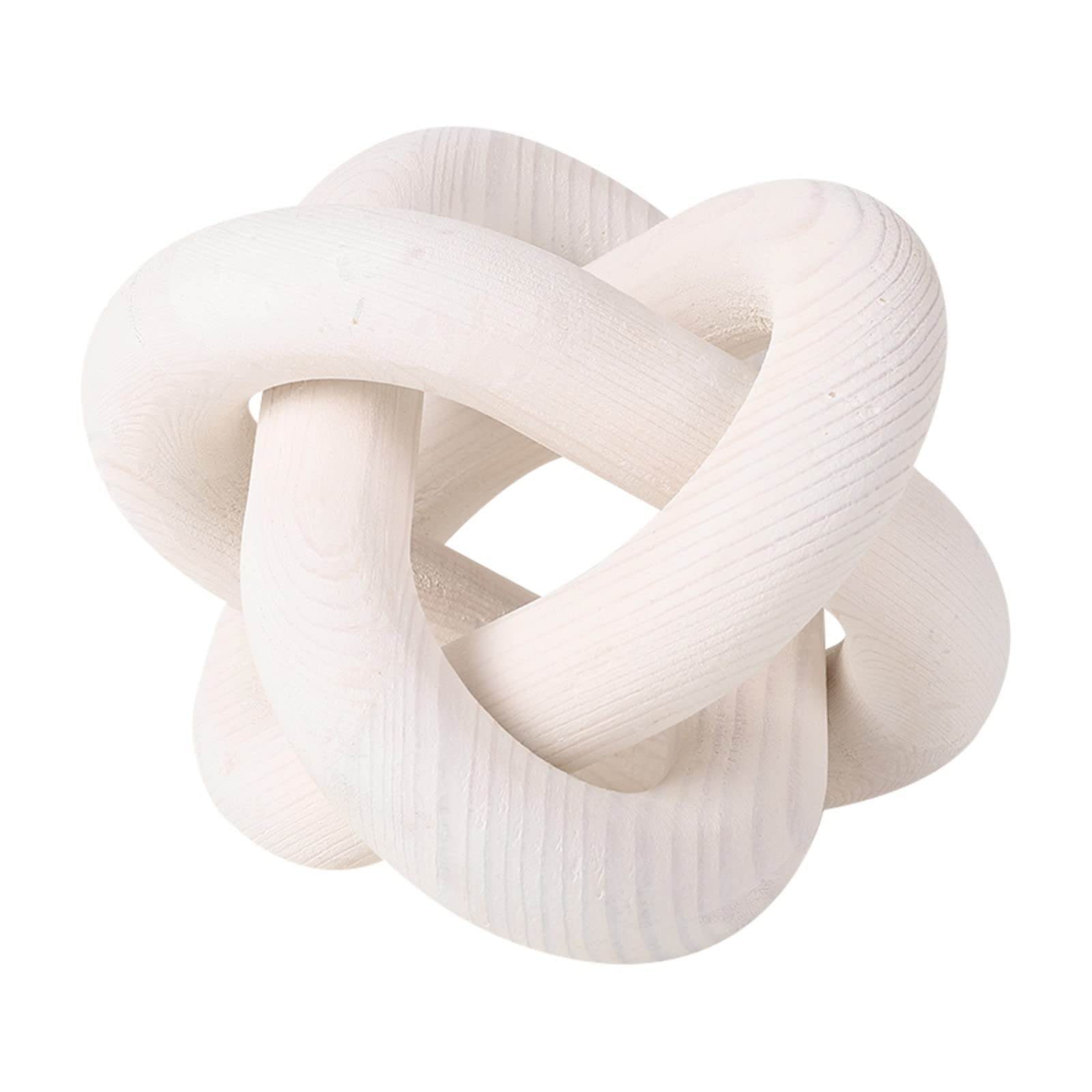 Lxeqiony Wood Chain Link Decor 3-Link,6 Inch Dia Wood,White/Wood Color Hand Carved,Knot Decorative Object,Coffee Table Decor,Country Chain Knot Decor,Mom Gifts