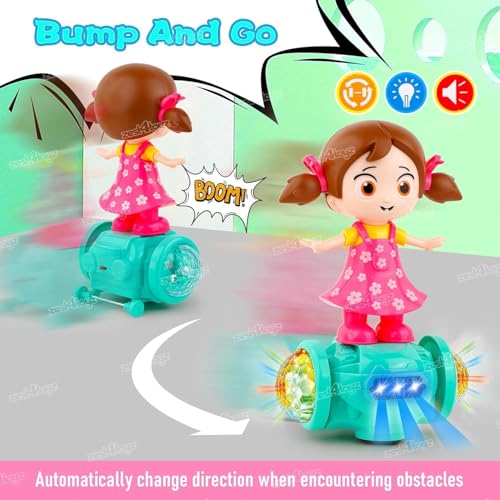 Image of Zest 4 Toyz Musical Toy for Kids 360 Degree Rotating Dancing Girl Doll Toy with 5d Light & Sound Bump & Go Action Toy for 1+ Year Old Kids Boys Girls | Birthday Gift