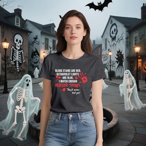 LBP Halloween Shirt for Women Murder Shows Blood Stains T-Shirt Halloween Party Night Tee Tops3