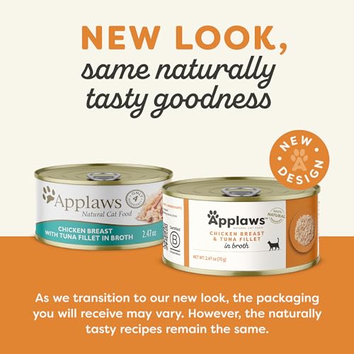 Applaws Natural Wet Canned Cat Food, Limited and Natural Ingredients, High Protein with No Artificial Additives, Chicken Breast & Tuna Fillet in Broth (24 x 2.47oz Cans) - Image 3