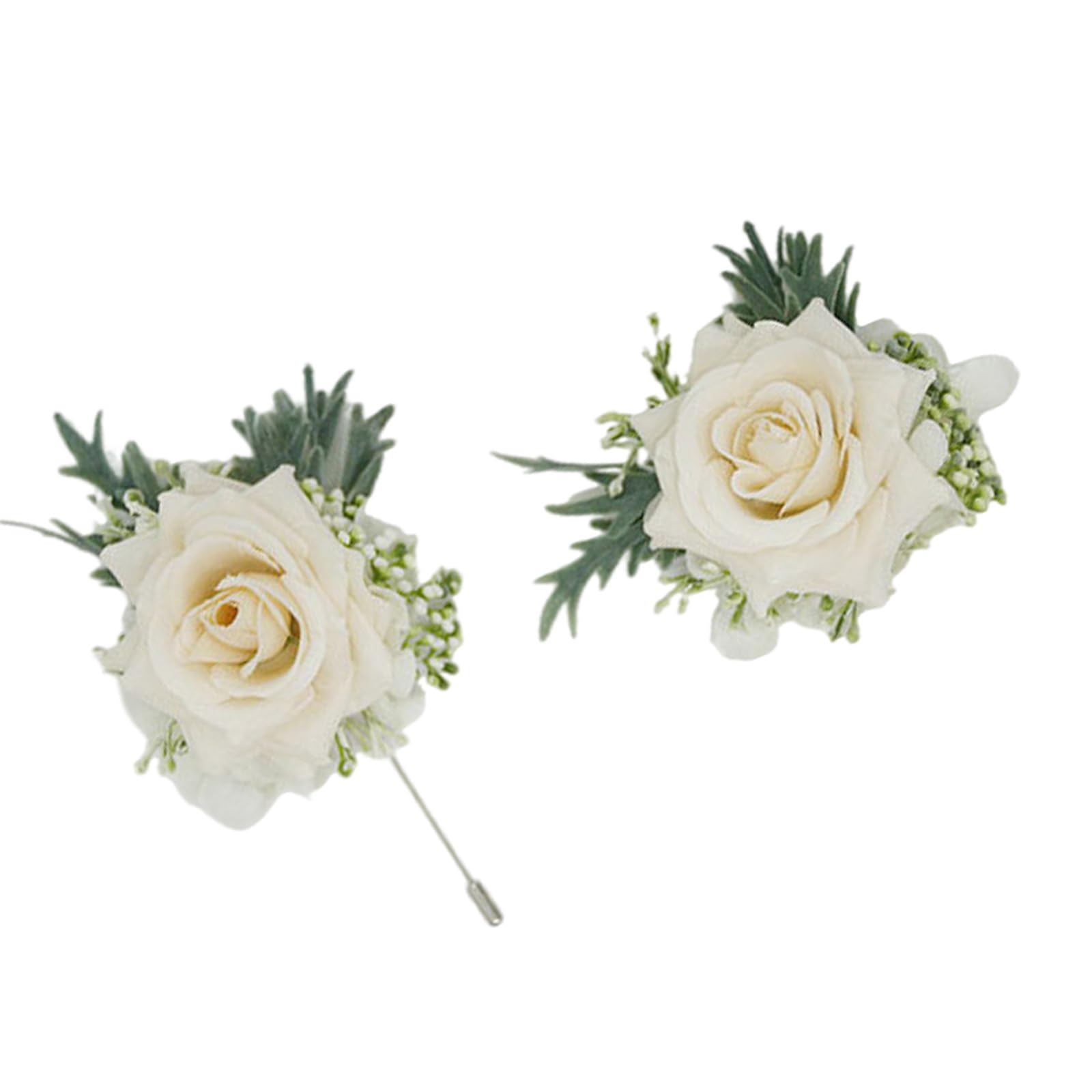 Zwwaazhf Unisex S1 Boutonniere And Wristlet Set With Artificial Floral Design For Bridesmaids Grooms Formal Attire Wedding Corsage Champagne Wrist Corsage Fabric Corsages Flower Multi Piece