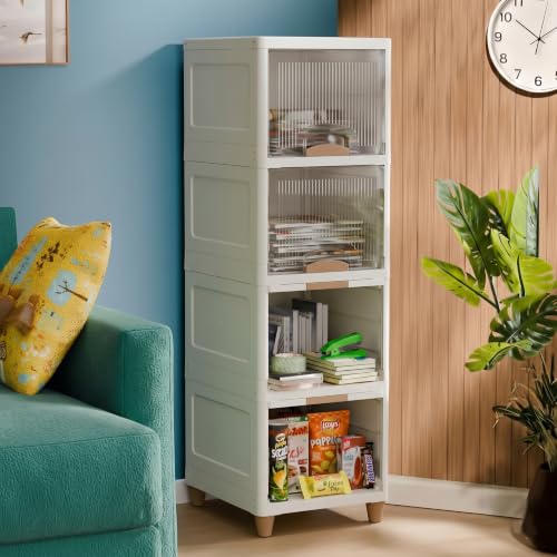 Image of 4 layer Plastic Wardrobe For Clothes : Versatile Plastic Cupboard For Storage Organizer & Organisers Storage Box for Ideal for Neat and Tidy Storage Solutions Almirah For Clothes-Transperent