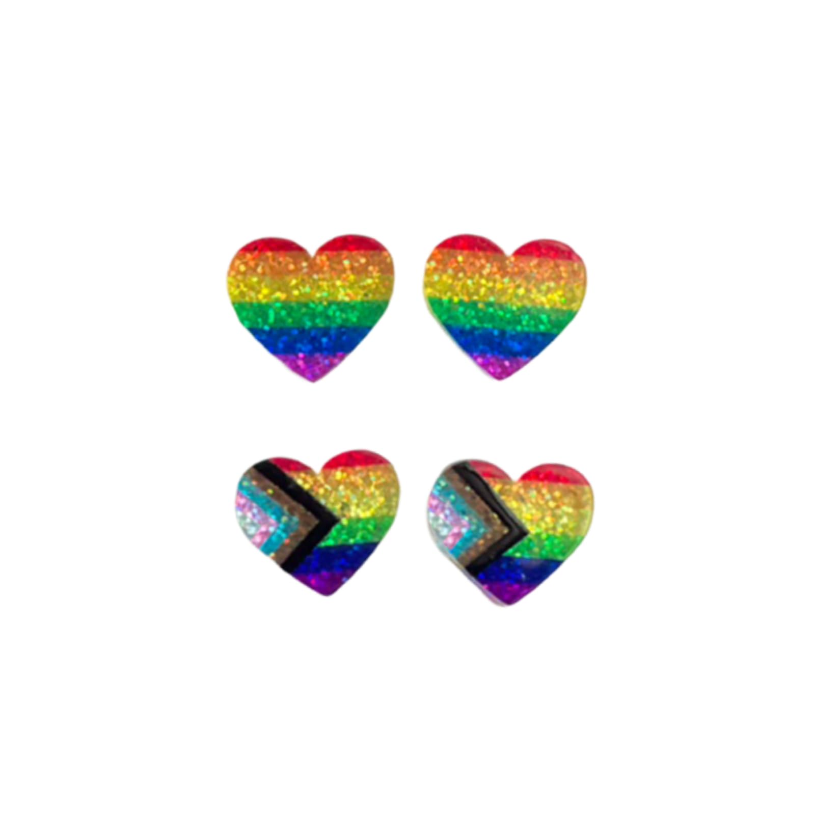 LGBTQ Pride Stud Earrings Glitter Rainbow Love Heart Acrylic Earrings Progress Gay Lesbian Trans Jewelry