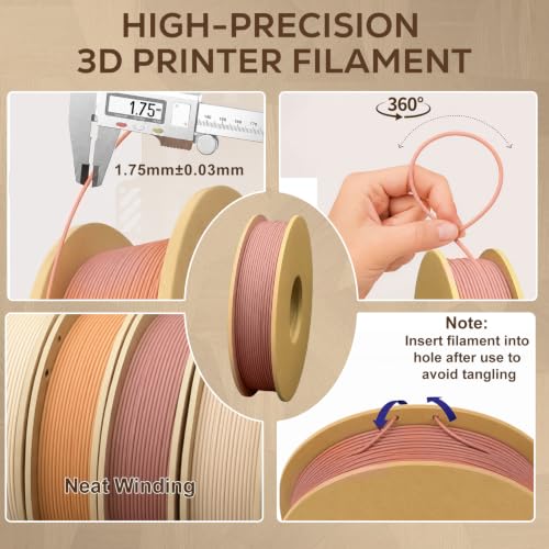 Image of Wood PLA+ 3D Printer Filament Bundle, Add More Than 20% Real WoodFiber, Wood Grain PLA+ Filament 1.75mm, Fits Most 3D Printers, Ideal as Gift - 4 Spools 250g Each (Oak, Teak, Cherry, Light)