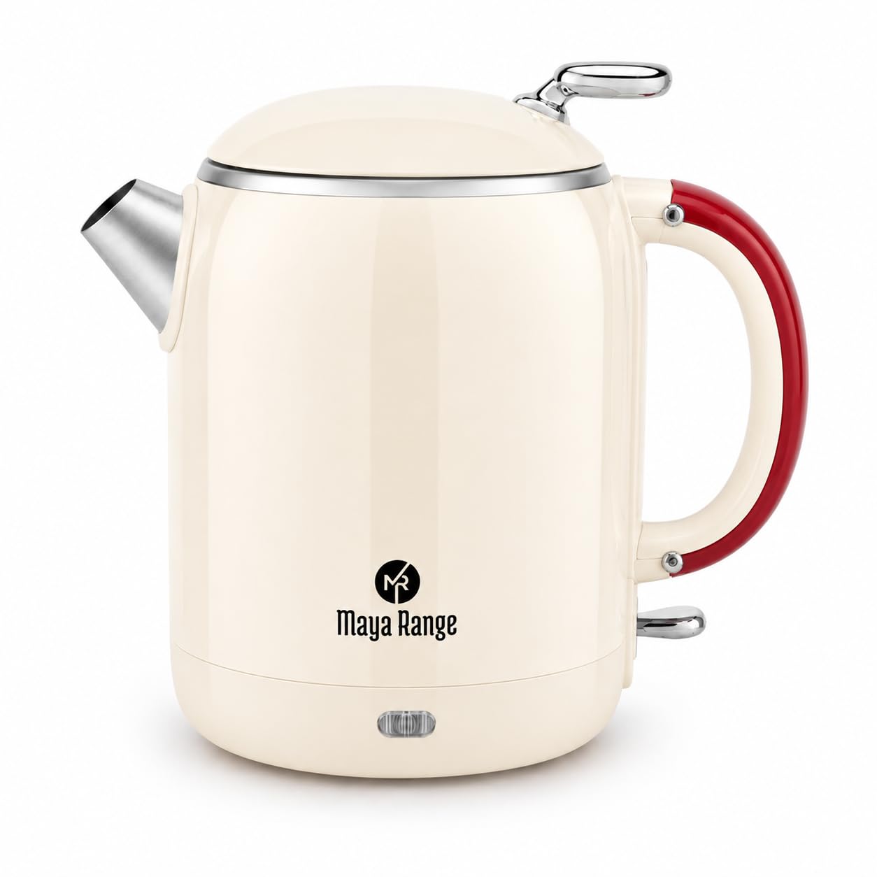 MAYA RANGE Electric Kettle, 1 Litre, Stainless Steel Interior, Retro Design, Fast Boil, Cordless 360° Base, Auto Shut-Off (Cream)