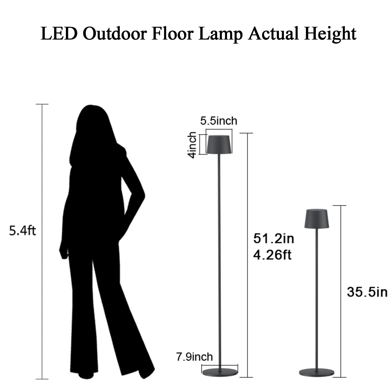 K-Bright Stehleuchte LED 130cm, 4W dimmbares Leselicht, Touch Control, Stehleuchte aus Metall Aluminium, geeignet für Wohnzimmer, Schlafzimmer, Büro Zusatzbeleuchtung(Anthrazit)