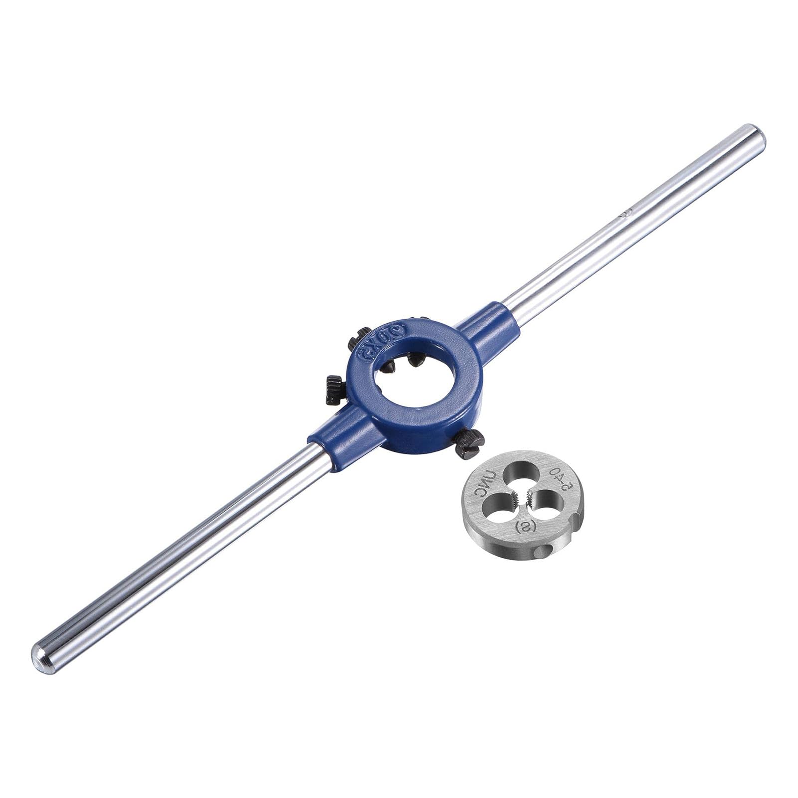 Boxonly Round Die Stock Handle Wrench Set,#5-40 UNC Threading Die and 20mm Die Holder (Fits: 11mm-20mm OD Die / M3-M4 Thread Die) Adjustable for Bolt