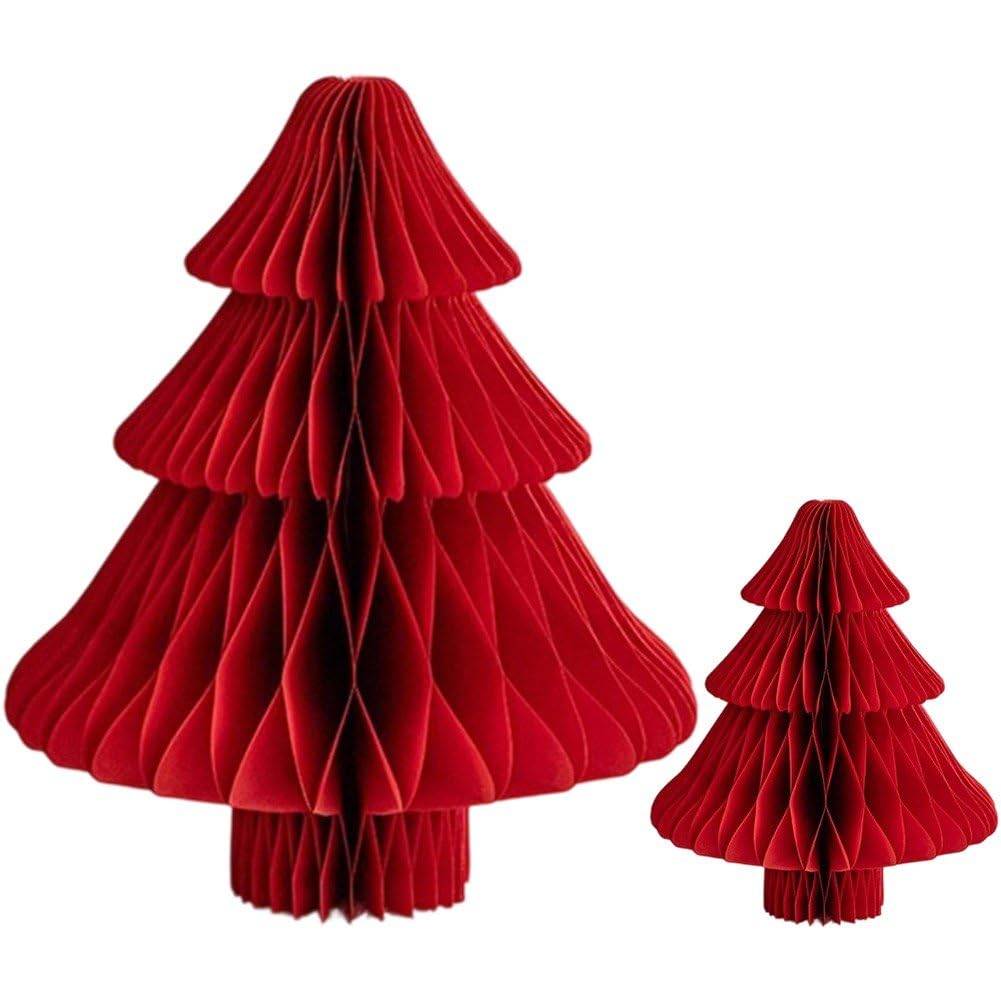 Vbsqic Honeycomb Paper Christmas Tree 2pcs Christmas Tree Ornaments Reusable Christmas Decorations Christmas Party Table Decoration Paper Indoor Xmas Trees