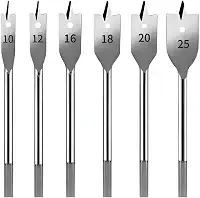 Kit 6 Brocas Chatas para Madeira 10mm a 25mm – Aço de Alta Resistência, Perfuração Rápida e Precisa para Furadeira Elétrica e Parafusadeira PREMIUM