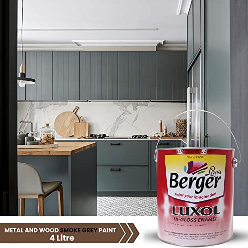 Image of BERGER Luxol Hi Gloss Enamel Smoke Grey 4Ltr