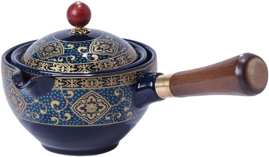 Teapots, ceramic teapots, Kung Fu Tea Set 360 Rotating Teapot Ceramic Tea Maker Infuser Semi-Automatic Gongfu Teaware Pot Cup, 1.3