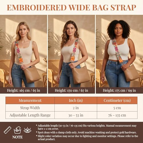 Image of Wide Purse straps Crochet Flower replacement crossbody for Handbag Adjustable Embroidery Knit Guitar Shoulder strap