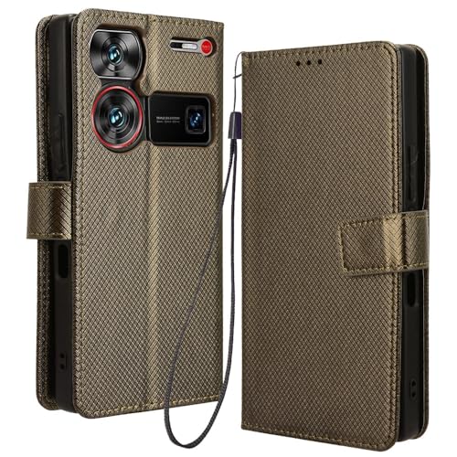 RonRun Funda ZTE Nubia Z60 Ultra, Funda Libro con Ranuras de Tarjeta, Carcasa con Tapa de PU Cuero Compatible para ZTE Nubia Z60 Ultra, marrón