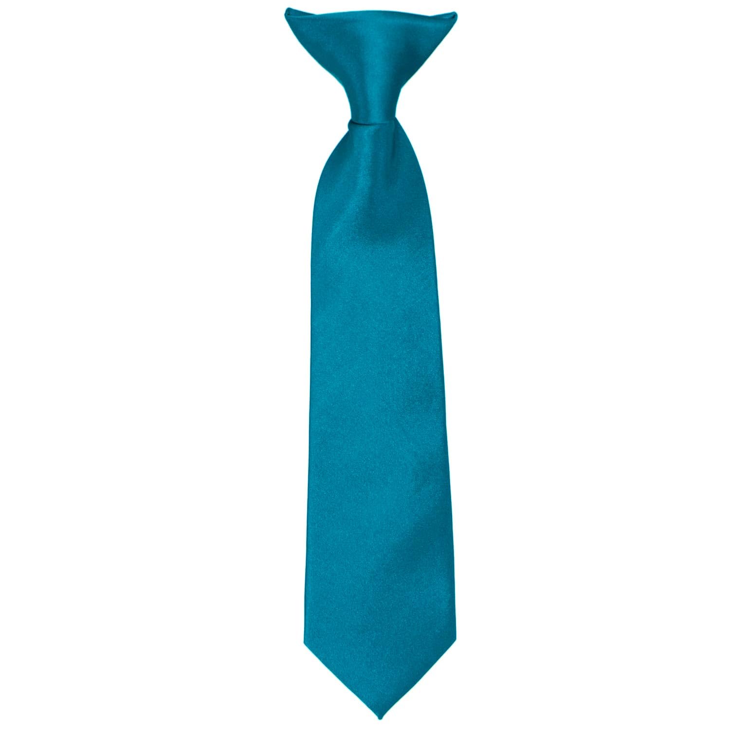 Boys' Caribbean Blue Solid Clip-On Tie, 11