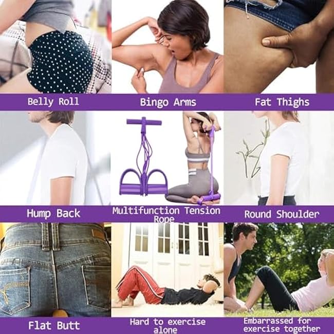 Multifunctional 6 Tube Elastic Yoga Resistance Bands for Waist Arm Leg Stretching, Affordable Training Aid, Latest Upgrade Sit Up Exercise Equipment for Women Men (Purple)