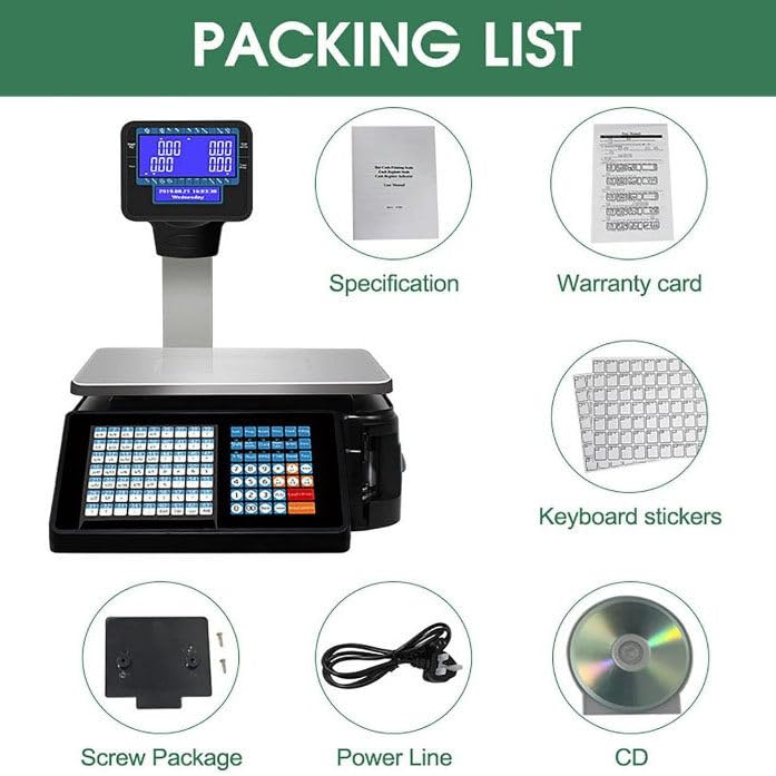Báscula Digital Comercial con Impresora Térmica y Pantalla LCD miniatura 7