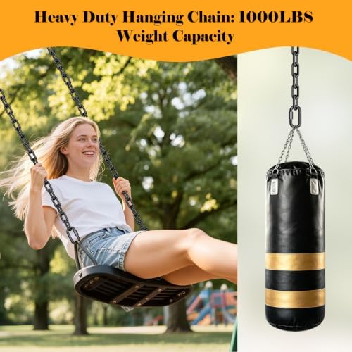 28 Inches 2 Pack Black Metal Hanging Chain with 4 PCS Adjustable Carabiners — view 2