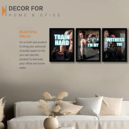 Image of kotart Quotes Frames - Motivational /Inspirational Gym Quotes Framed Wall Posters with Frame - Wall Posters for Room - Gym Wall Posters Set of 3 (Art 4, 10x13 inch)