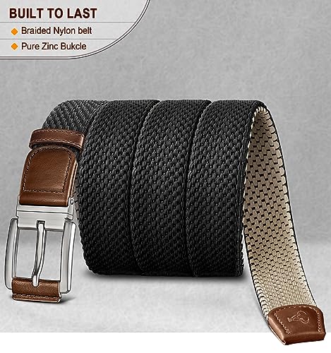 Image of BULLIANT Men Belt Rerversible Golf Belt Stretch Braided for Gift Men 1 3 /8 inch-2 In 1 Belt
