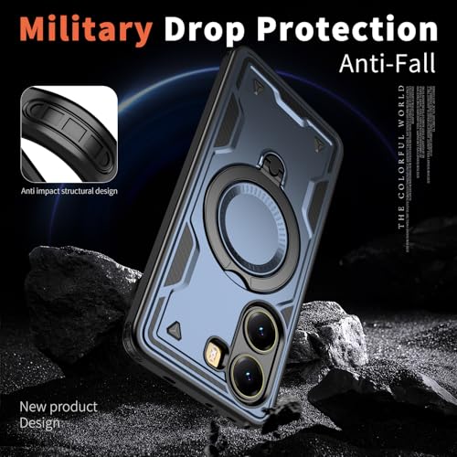 Image of YUWOO Back Cover for Poco X7 Pro 5G | Case with 360 Spin Magnetic Stand | Compatible with Magsafe |Military Protection|Built-in Ring Holder|