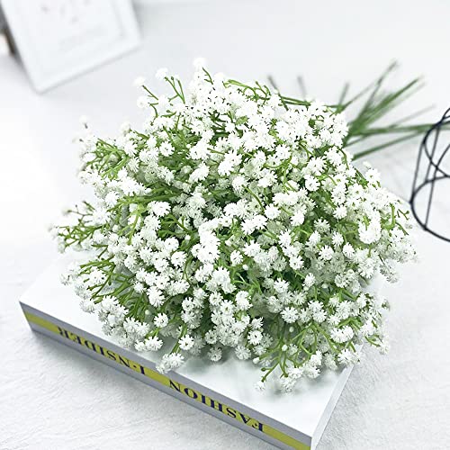 Hawesome 10Pc Babys Breath Artificial Flowers Gypsophila Real Touch Flowers Fake Bouquet Home Wedding Garden Diy Decor(White) #TOP12