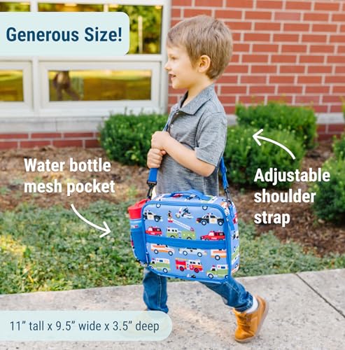 Image of Wildkin Kids ECO rPET Insulated Lunch Box - Keeps Food Hot or Cold, Easy-Clean Lining, Mesh Pockets & BPA-Free - Boys & Girls, Ideal for School, Travel & Daycare - Heroes