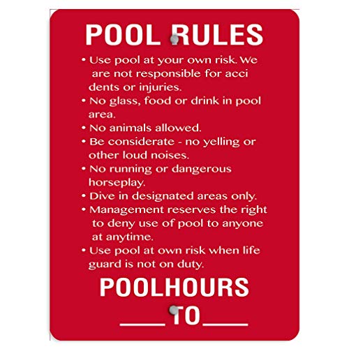 VinMea Pool Rules Use Pool at Your Own Risk Activity Sign Aluminum Metal Sign Street Signs 12X18 Inches