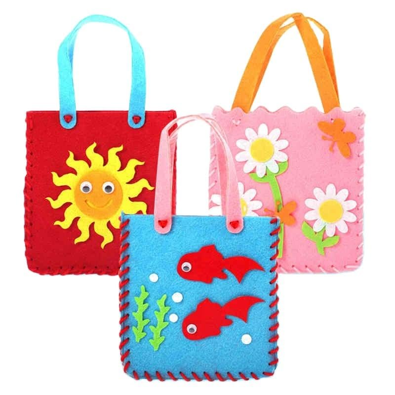 DIY Felt Sewing Handbag Kit for Kids Craft Bag Set, Educational DIY Art & Craft Kit, Handmade Felt Purse Activity for Girls & Boys (2 pcs Random Items - Multicolour) (Rectangular Handbag)-image-40