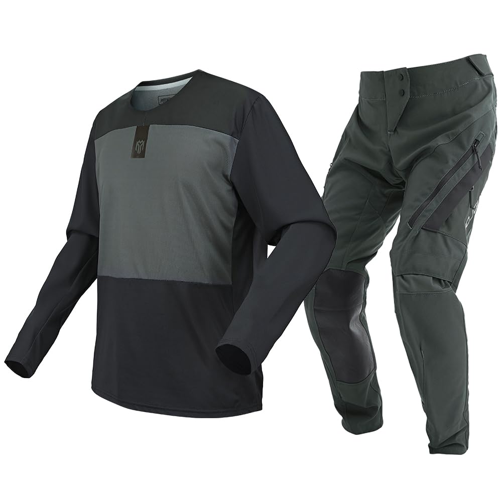 MENDLOR Motocross Jersey Pants Combo Mens Mx Gear Set Dirt Bike Riding Offroad Riding Racewear Adult Racing Set (Black, Jersey M/Pants 32)