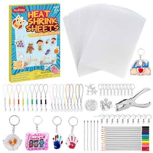 Auihiay 198 Pieces Shrink Plastic Kit Includes 20 Sheets Shrink Papers