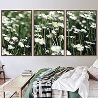 3 Piece Framed Canvas Wall Art White Cluster Flowers and Colorful Bouquet Canvas Prints Home Artwork Decoration for Living Room,Bedroom - 16