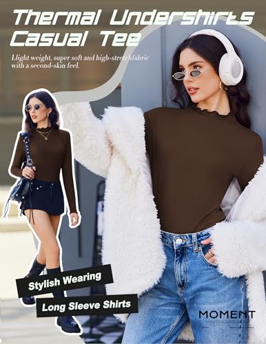 Ekouaer Long Sleeve Shirts for Women 3 Pack Mock Neck Thermal Tops Basic Undershirt Casual Basic Tee2