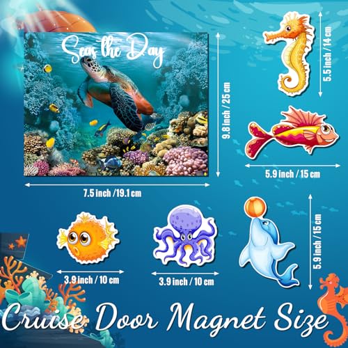 Image of Kanayu 6 Pcs Sea Animals Cruise Door Decorations Magnetic Large Ship Decorations Magnets Anchor Cruise Decor Car Fridge Magnet Decal for Carnival Stateroom Door