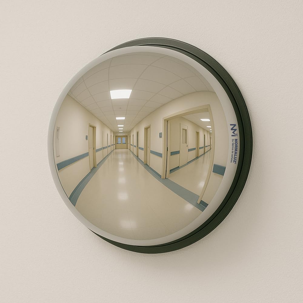 Normaluz Espejo Aumento Convexo 360º para Vigilancia - Máxima Seguridad y Visión Total – Espejo Pared o Techo Redondo con Borde Protector – Ideal para Interiores y Zonas de Paso (60cm)