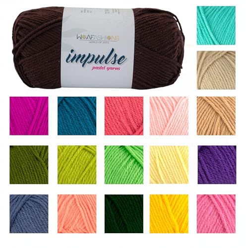 Image of WOAFashions Impulse Hand Knitting & Crochet Yarn, Premium Acrylic, 4 : Medium (Chocolate) (2x100gms / 3.5oz / 200mtr / 218yds)