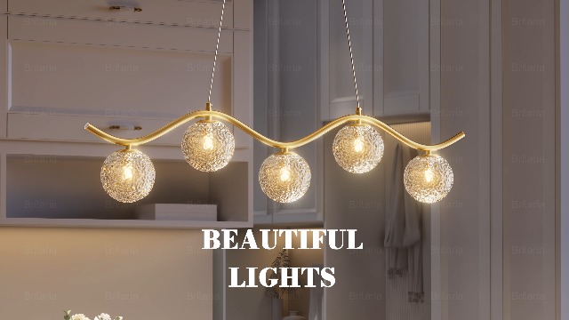 Image of Modern Linear Globe Chandelier Gold 5-Lights Mid Century Linear Chandelier for Dining Room Clear Glass Globe Light Fixture for Kitchen Island Living Room
