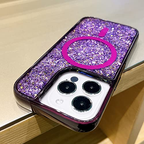 Coque de chargement sans fil antichoc rigide pour iPhone 14 Pro Max protection violette