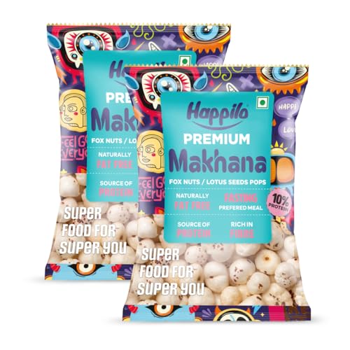 Image of Happilo Premium All Natural Fox Nuts (Phool Makhana) 100g (Pack of 2) | Lotus Seeds, Gorgon Nuts, Puffed Kernels, Hand-Picked