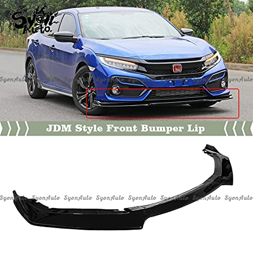Syon Auto FITS 2016-2021 HONDA CIVIC HATCHBACK & Si JDM GLOSS BLACK FRONT BUMPER LIP SPLITTER