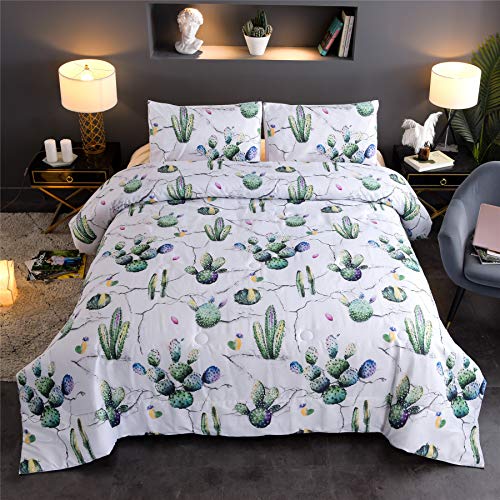 A Nice Night Exotic Plant Cactus Bedding Quilt Set Cactus Marble Pattern Printed