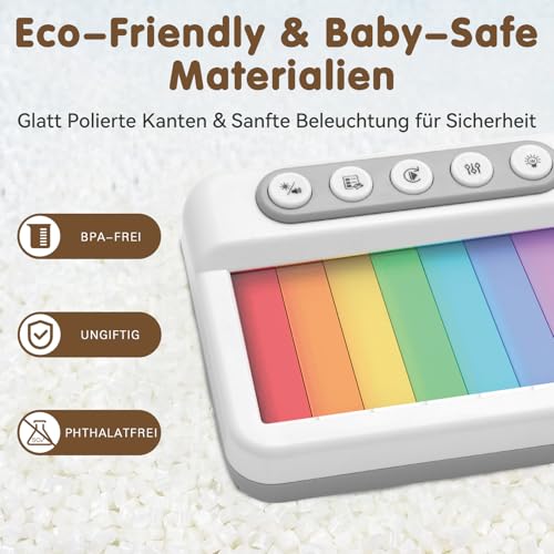Pup Go Tragbares Elektronisches Klavier-Spielzeug für Kinder ab 2 Jahren, Regenbogen-Touchscreen-Tasten mit buntem Licht, 5 Instrumentenklänge, 13 Demolieder, tragbare Musik-Tastatur für Kleinkinder