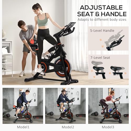 HOMCOM Upright Exercise Bike 8kg Flywheel Indoor Training Cycling Machine Stationary Workout Bicycle with Adjustable Resistance Seat Handlebar LCD Display for Home Gym - Image 5