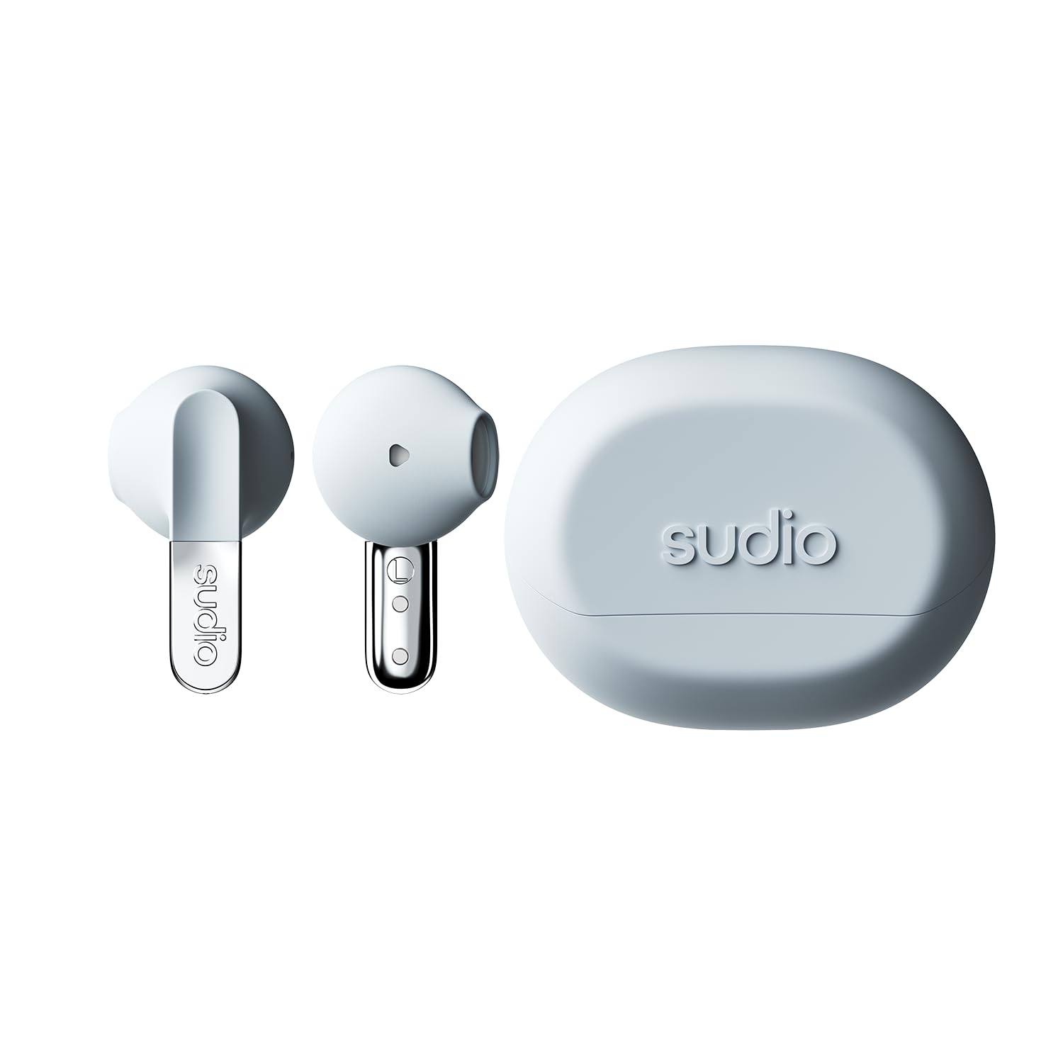 sudio N3 Steel Blue - die Ohrhörer für den Tag und die Nacht. Aus recyceltem Kunststoff. Spielzeit von 5,5 Stunden, 30 Stunden insgesamt, wasserfest, verbesserte Mikrofone für Anrufe, Bluetooth 5.4