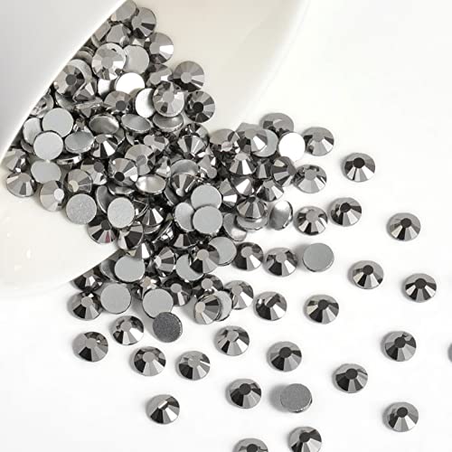 Image of Beadsland Flat Back Crystal Rhinestones, Hematite, SS30, 576pcs | Flatback Glass Gems, 6.3-6.5mm, for Nail Art Craft, Glue Fix