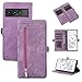 FunnyWin Google Pixel 7 Pro Case Leather Wallet with 9 Card Slot Kickstand Pixel 7 Pro Wallet case Zipper Pocket Strong Magnetic Closure Shockproof Full Cover Flip Leather case for Man Women (Purple)