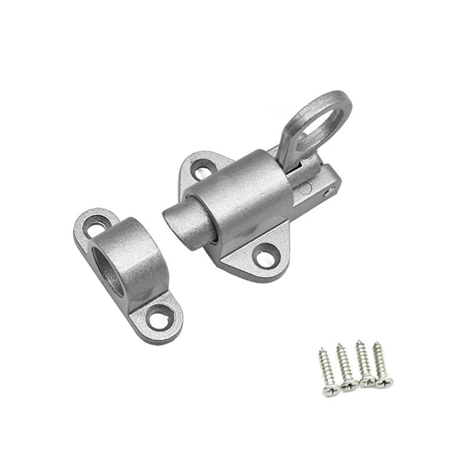 Bolt Lock, Türschloss Riegel, Türriegel aus Aluminiumlegierung Selbstschließende Türbolzen Zugring Federschloss Fenstertor Sicherheitsschlossfänge (Silber)