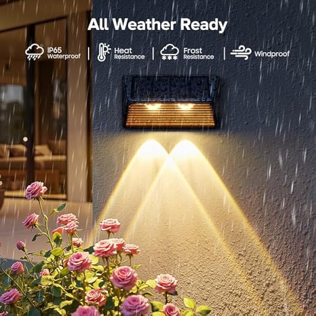 WdtPro Solar Fence Lights LED Fence Lights 3500K/6000K Solar Deck Light