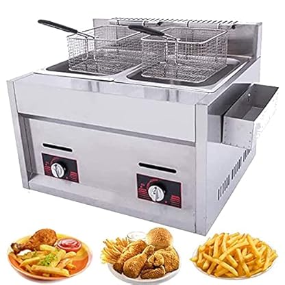 Edelstahl-Fritteuse, kommerzielle Gas-Fritteuse, Ölfritteuse mit Timer und Temperaturregelung für den Restaurant- und Heimgebrauch