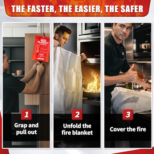 FIXSMITH Fire Blanket for Home and Kitchen, Emergency Fire Blanket, Flame Suppression Fiberglass Fire Blankets for House Camping Car Office Warehouse Emergency Survival Safety(40inx40in) - Image 4